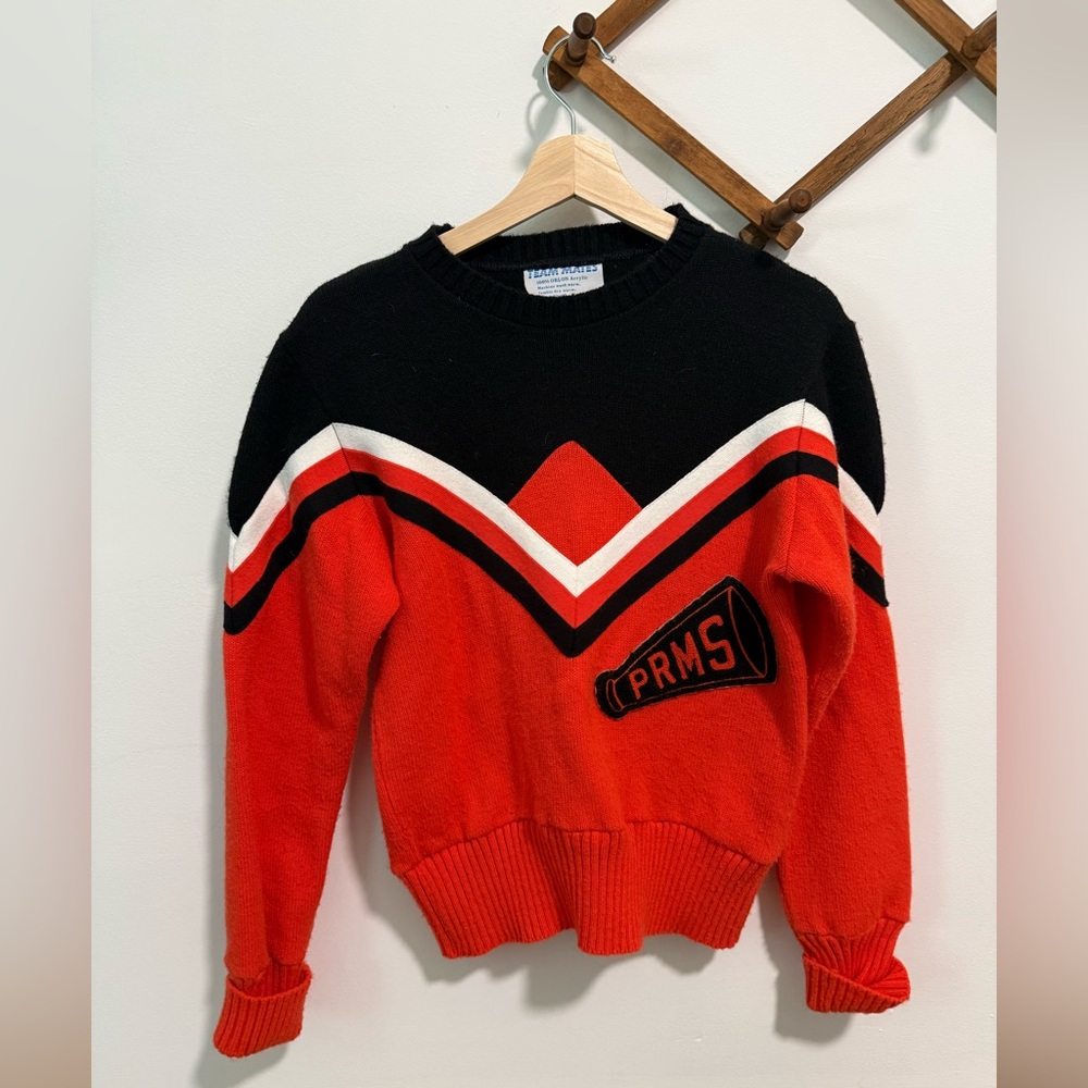 Vintage Orange and Black Cheerleading Sweater